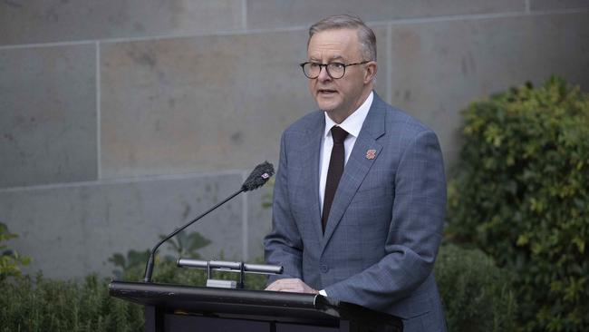 Prime Minister Anthony Albanese was surprised by some old friends. Picture: NCA NewsWire / Gary Ramage