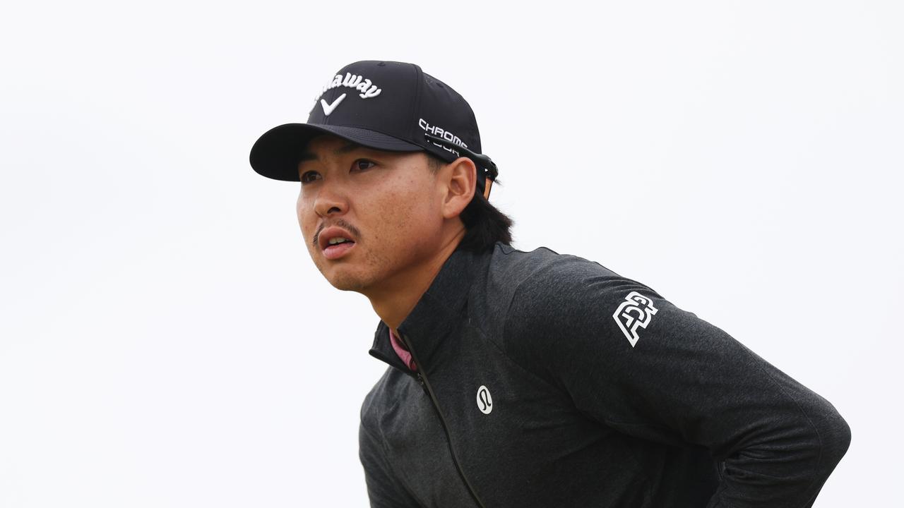 TROON, SCOTLAND - JULY 18: Min Woo Lee of Australia looks on from the seventh tee on day one of The 152nd Open championship at Royal Troon on July 18, 2024 in Troon, Scotland. (Photo by Harry How/Getty Images)