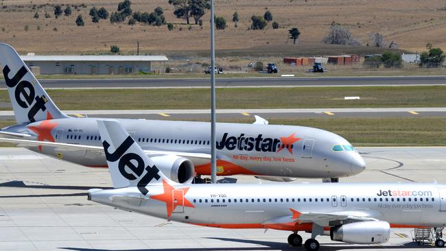 Jetstar planes on the tarmac at Melbourne Airport. Picture: NCA NewsWire/Andrew Henshaw