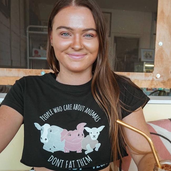 Vegan activist Tash Peterson. Picture: Instagram