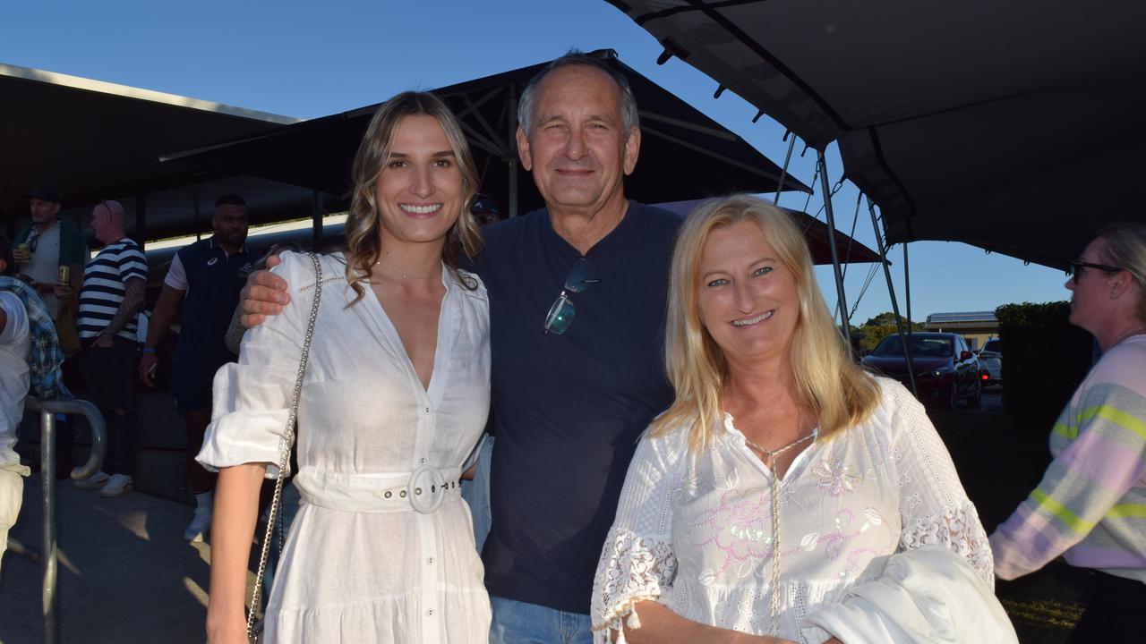 Vanessa, Hartmut and Martina Hintz enjoying Noosa Dolphins Ladies Day. Picture: Aisling Brennan