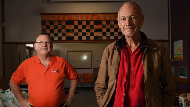 Hutt Street Centre chief executive Officer Chris Burns with John, 72, a long-term client in the Aged Care Living Program. Picture: Tricia Watkinson