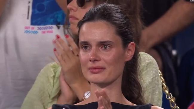 Milos Raonic's wife after his retirement. Photo: Channel 9