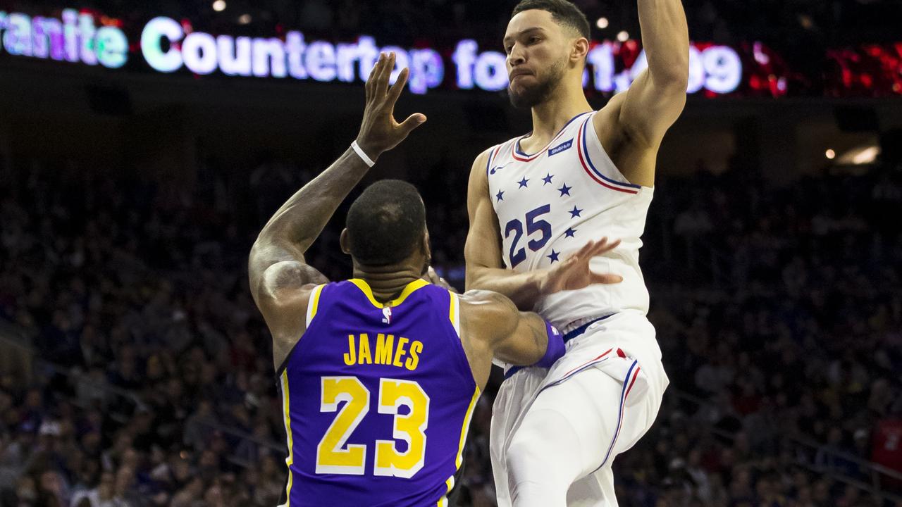 Ben Simmons attempted a 3-pointer in the 76ers' win over the Lakers.