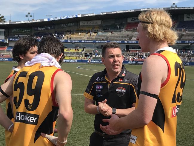 Josh Bourke coaching at the Dandenong Stingrays last year.