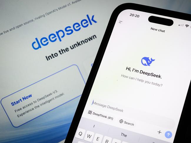 LONDON, ENGLAND - JANUARY 29: In this photo illustration, the Deepseek search page is displayed on a mobile phone in front of a laptop screen displaying the Deepseek homepage, on January 29, 2025 in London, England. This week's news that the DeepSeek Chatbot app, developed by China, was downloaded from the Apple app store significantly more times than the US-developed ChatGPT from Open AI, wiped billions off the global tech market. The advent of DeepSeek has shown there is a more viable, efficient, and cost-effective future for AI development in a shift away from the current high cost, high tech model.  (Photo by Leon Neal/Getty Images)