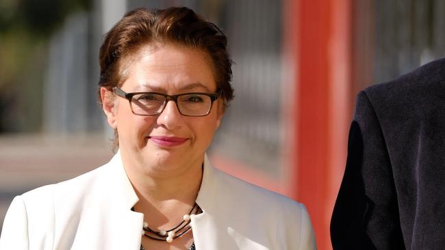 Former Liberal frontbencher Sophie Mirabella (left) arrives at Wangaratta Magistrates Court, Wangaratta, Victoria, Friday, April 27, 2018. Sophie Mirabella is suing regional newspaper editor and former ABC broadcaster Libby Price for defamation over an article that claimed she pushed her political opponent Cathy McGowan out of a photo opportunity. (AAP Image/ Simon Dallinger) NO ARCHIVING