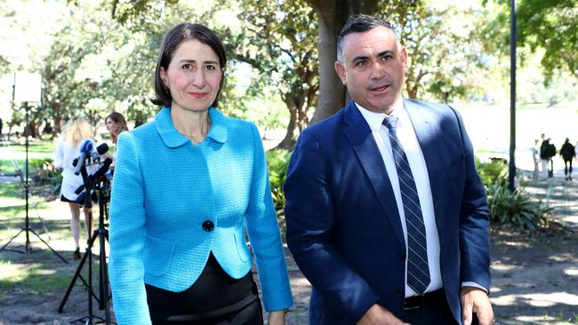 NSW Premier Gladys Berejiklian and her deputy John Barilaro. Picture: Hollie Adams