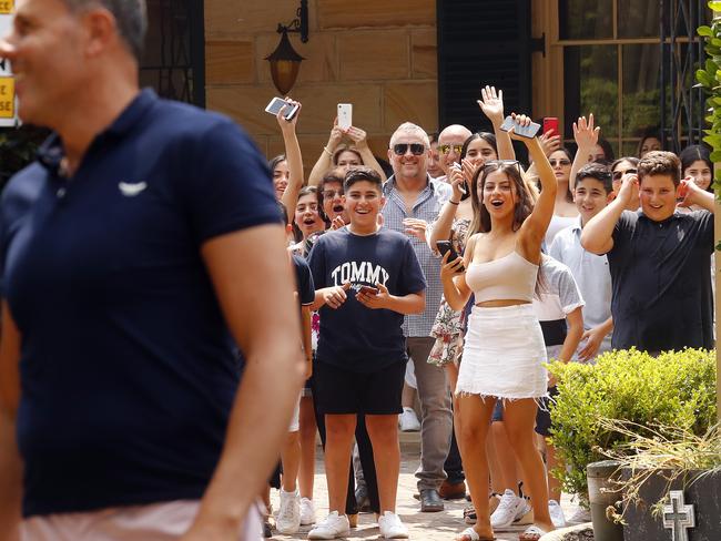 Some of Obeid’s 34 grandchildren excitedly greet him as his car pulls up to the property. Picture: Sam Ruttyn