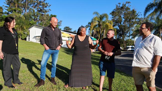 Gary Jubelin with family members Leonie Wilmshurst (Clinton’s sister-in-law), Michelle Jarrett (Evelyn’s aunty) and her husband Craig Jarrett and Lucas Craig (Colleen’s brother).
