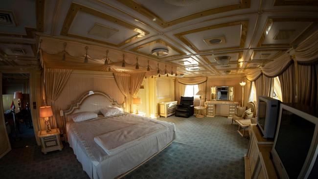 The presidential suite inside the Basrah Breeze, a private yacht that was owned by former Iraqi dictator Saddam Hussein, now moored in the Shatt al-Arab waterway, in Iraq's southern city of Basra. The boat was never used by Saddam. Picture: AFP