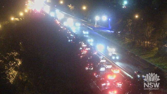 A multi-vehicle crash on the M5 in Sydney's southwest has sparked traffic chaos on Monday morning. Picture: Live Traffic NSW