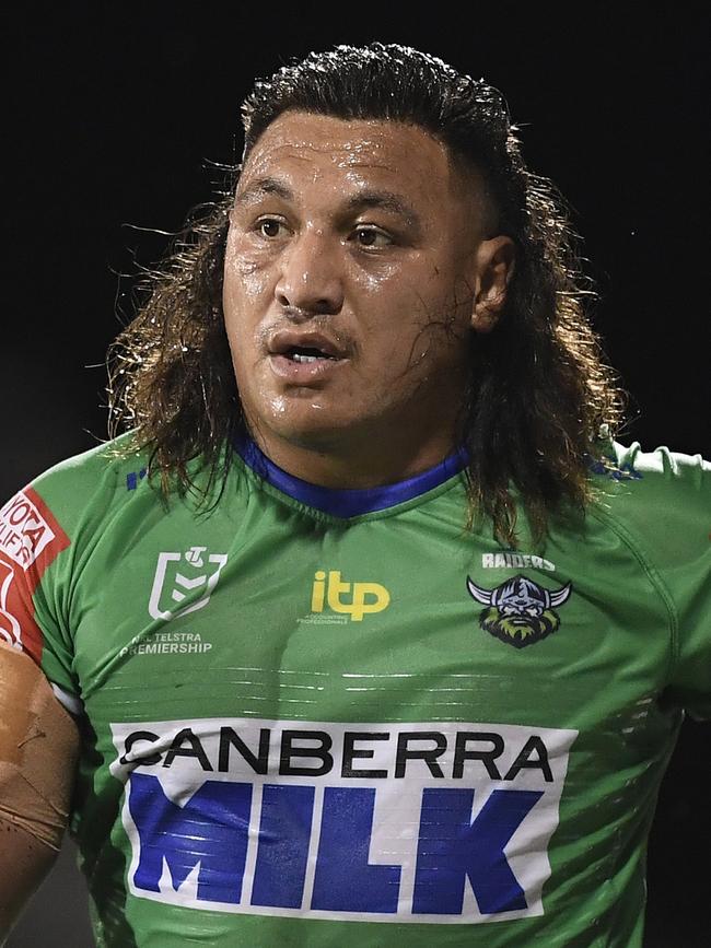 Josh Papalii of the Raiders in all his crowning glory - a mane which has oft been dubbed the mightiest in the nation. Picture: Getty