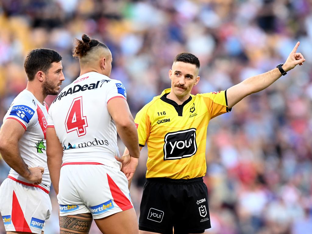 Fuimaono was sent off for his hit on Papenhuyzen. (Photo by Bradley Kanaris/Getty Images)