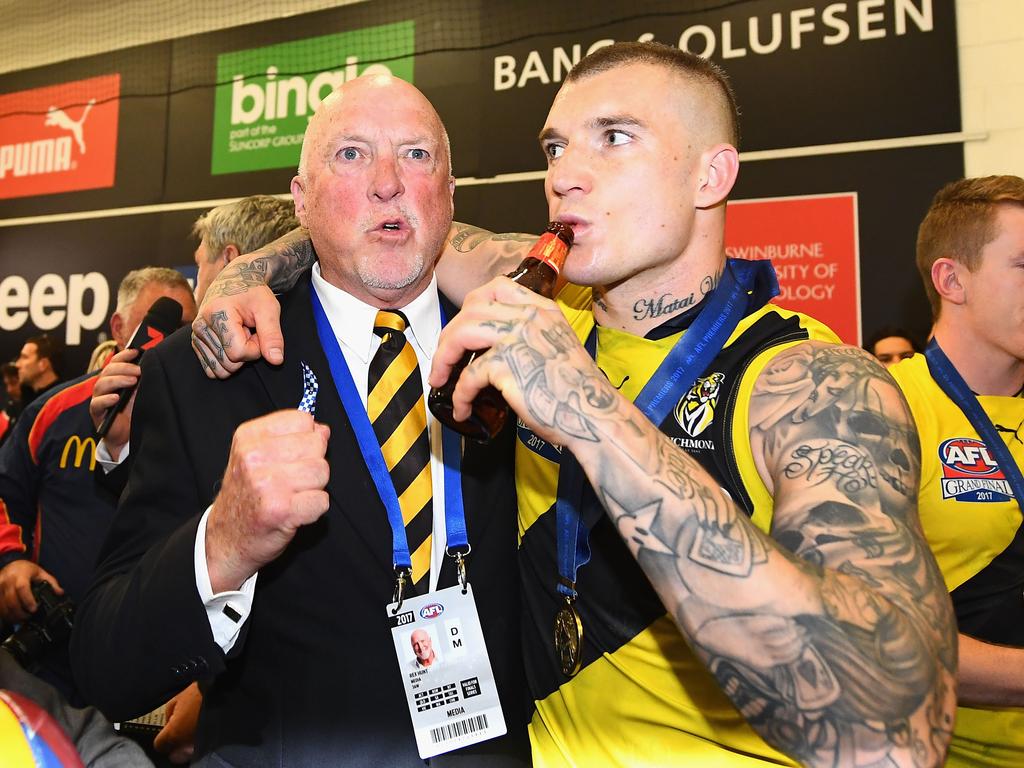 Rex Hunt with Dustin Martin after the 2017 AFL Grand Final.