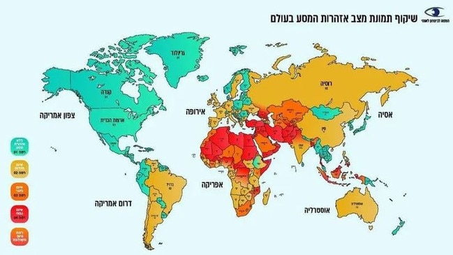 Israel issues warning about travelling to Australia and multiple countries across the world. Picture: Supplied