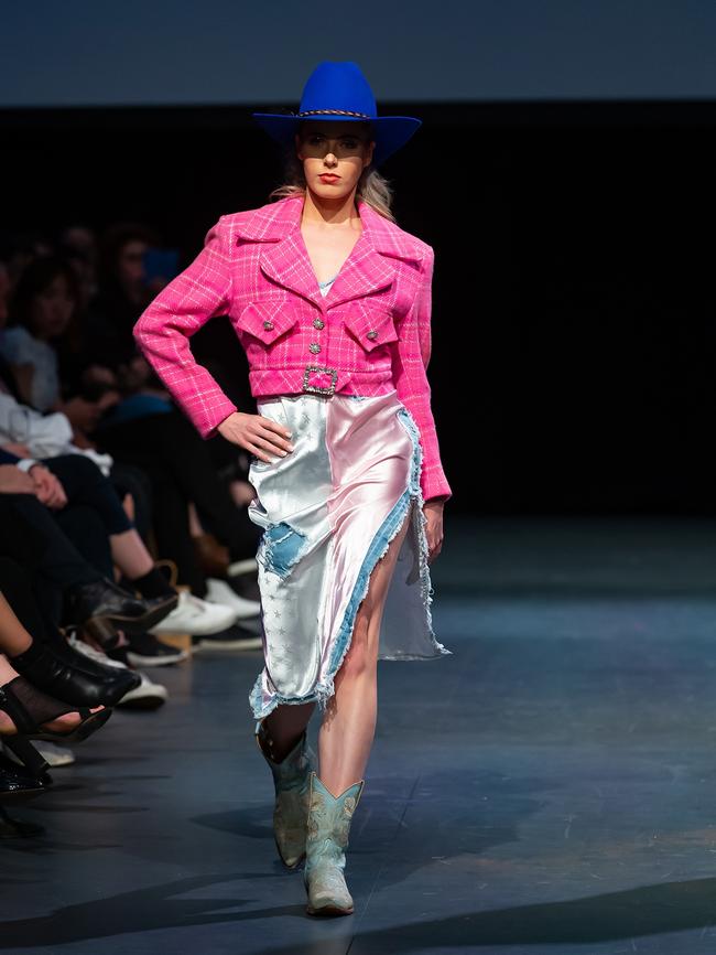 Maddison Eddy's sustainable fashion design on the runway at Melbourne Fashion Week.