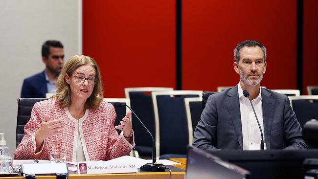 PwC acting CEO Kristin Stubbins and PwC partner Mr Nathan Schlesinger giving evidence at a NSW Parliamentary inquiry. Picture: Jane Dempster/The Australian