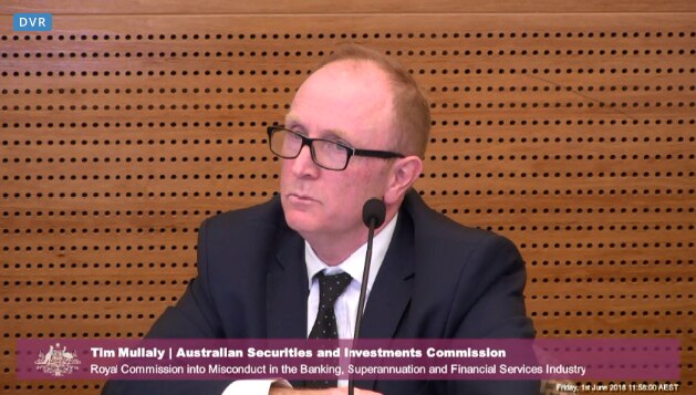 ASIC executive Tim Mullaly appears at the banking royal commission