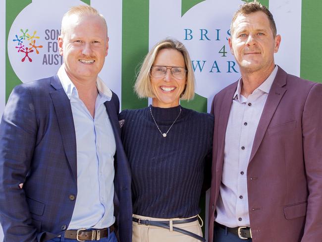 O’Neill with her former radio colleagues, David Lutteral (L) and Ash Bradnam, at a Sony Foundation Brissy4Ward fundraiser in 2022. Picture: Jerad Williams