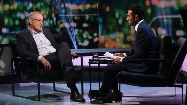 Waleed Aly and Scott Morrison on the Project last week. Picture: Network TEN