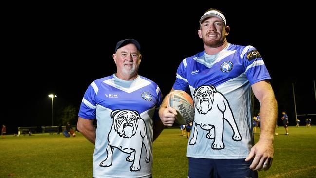 Beerwah Rugby League coach Brett Hill and player Daniel Kidd. Picture: Patrick Woods.