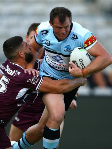 Josh Morris during Cronulla's trial. 