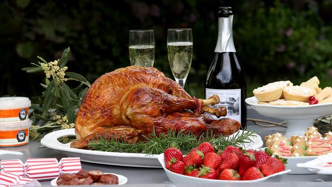 A Leadoux family turkey and Birthday Villa’s Gewurztraminer sparkling wine.