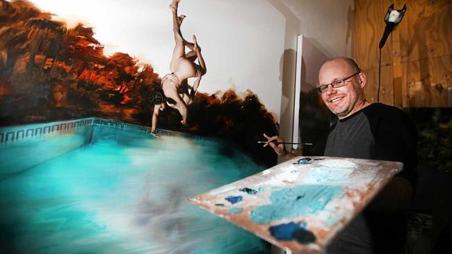 Local Tweed Heads Archibald Artist in his studio at Murwillumbah Art Precinct. Picture: Scott Powick