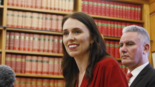 Jacinda Ardern talks to reporters in Wellington yesterday after claiming the role of Prime Minster. (AP Photo/Nick Perry)