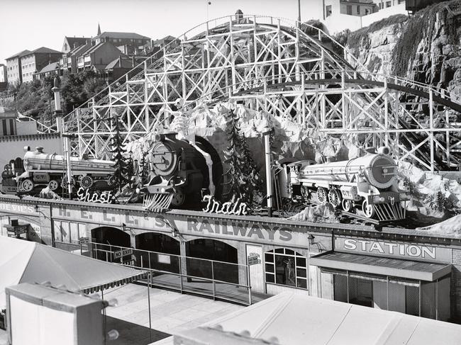 Luna Park’s Ghost Train building as it appeared in the 1940s.