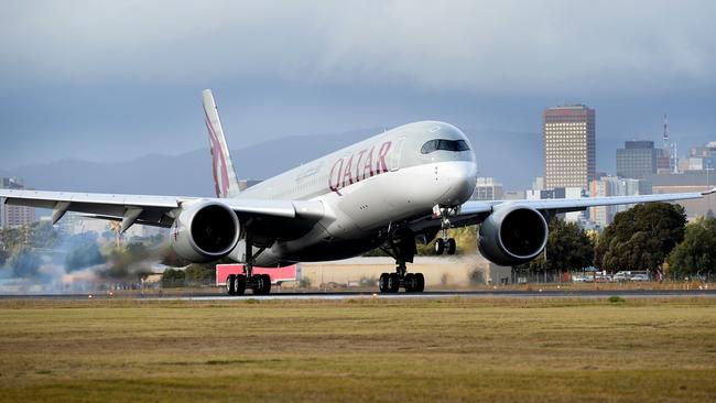 Qatar Airways will resume flights from Adelaide Airport on Sunday. Picture: Campbell Brodie.