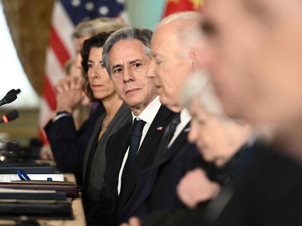 US Secretary of State Antony Blinken looks on as US President Joe Biden speaks during a meeting with Chinese President Xi Jinping. Picture: AFP