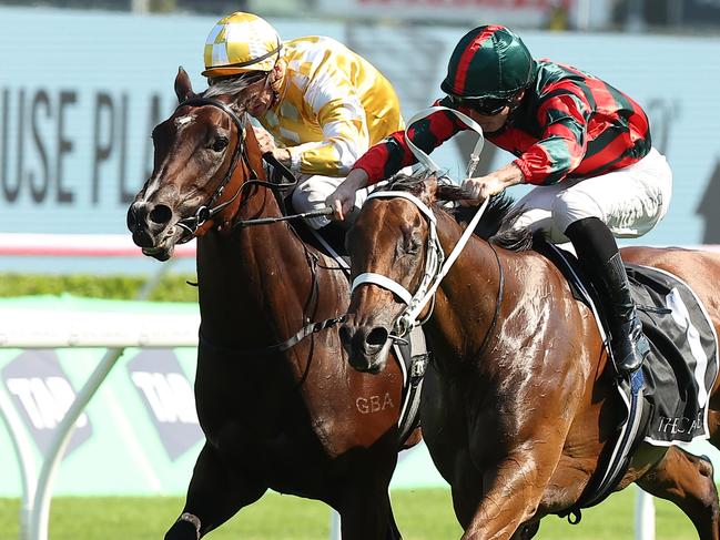 SYDNEY, AUSTRALIA - MARCH 01: James McDonald riding Lady Shenandoah win Race 7 The Chase Surround Stakes during Sydney Racing at Royal Randwick Racecourse on March 01, 2025 in Sydney, Australia. (Photo by Jeremy Ng/Getty Images)