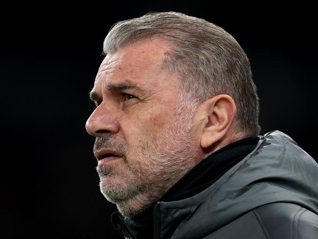 LONDON, ENGLAND - MARCH 13: Ange Postecoglou, Manager of Tottenham Hotspur, looks on during the UEFA Europa League 2024/25 Round of 16 Second Leg match between Tottenham Hotspur and AZ Alkmaar at Tottenham Hotspur Stadium on March 13, 2025 in London, England. (Photo by Alex Pantling/Getty Images)