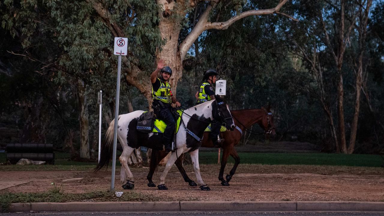 Police patrols at Alice springs after the curfew was announced. Picture: Pema Tamang Pakhrin