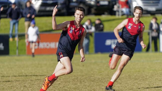 Mount Eliza and Thomas Kelly will be hoping to do more celebrating against Mornington on Thursday. Valeriu Campan