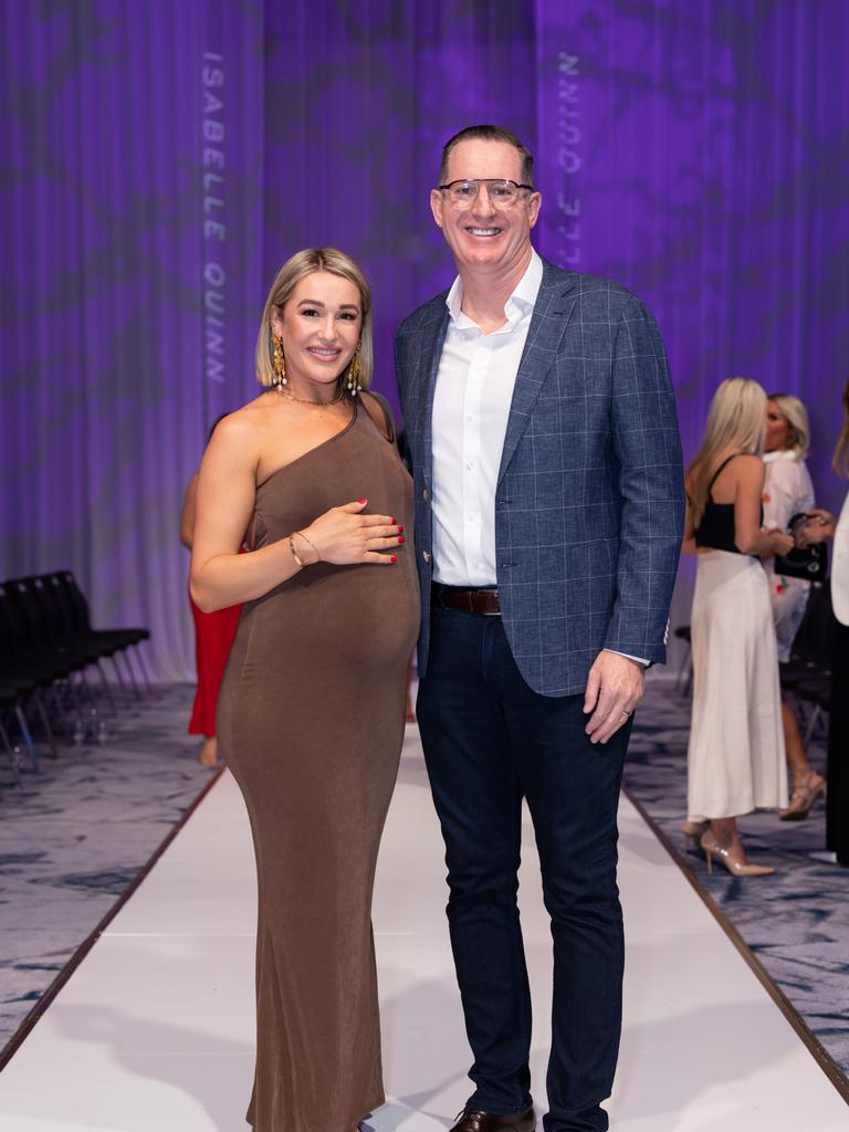 Isabelle Powe and Damien Holley at Fuelled by Fashion Porsche luncheon at the Langham Hotel Gold Coast. Photo: Celeste Humphrey