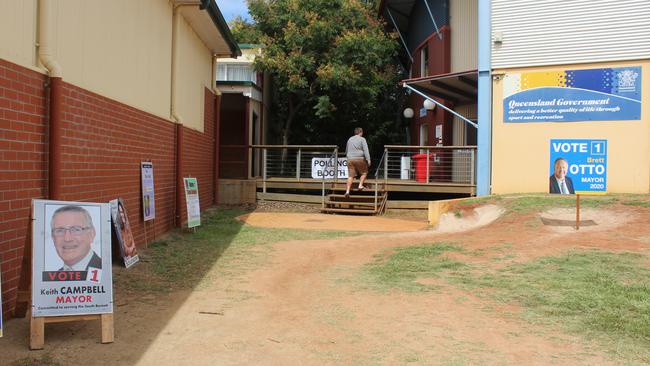 Residents came in sporadically to the Kingaroy State High School to vote. Photo: Laura Blackmore