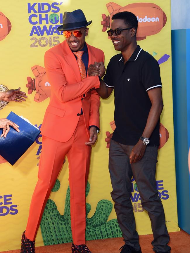 TV personality Nick Cannon (L) and actor Chris Rock.