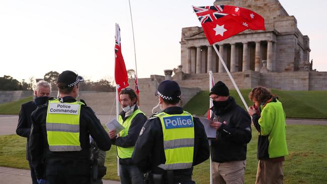 Police swooped on the protesters. Picture: David Crosling