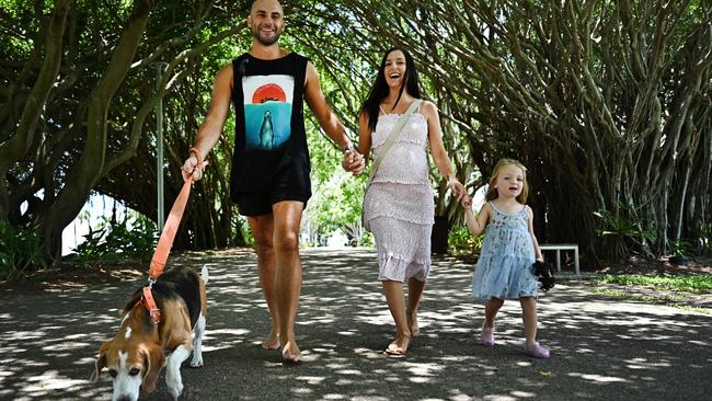 The Falzon family: Rocco, Luke Falzon, 33, Alexandra Bewicke, 29, and Ariah, 3.5. Picture Emily Barker.