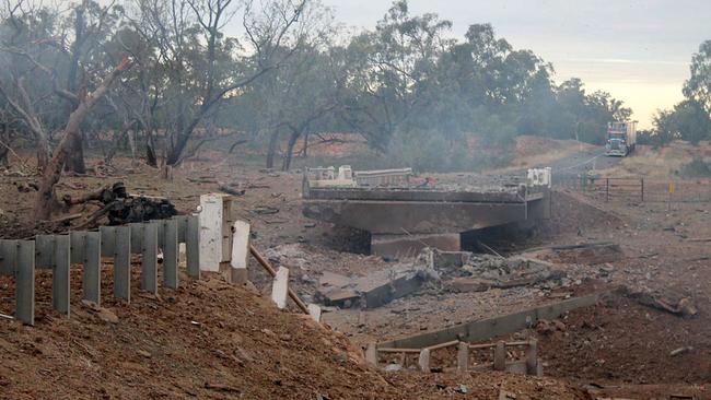 The scene of the Charleville truck explosion in 2014.