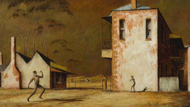 Detail from The Cricketers (1948) by Russell Drysdale. Picture: Private collection Estate of Russell Drysdale.