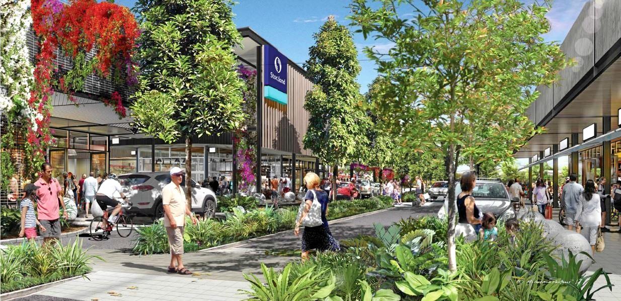 An artist's impression shows the outside of Stockland's proposed Birtinya shopping centre at the intersection of Kawana Way and Lake Kawana Boulevard. Picture: Contributed