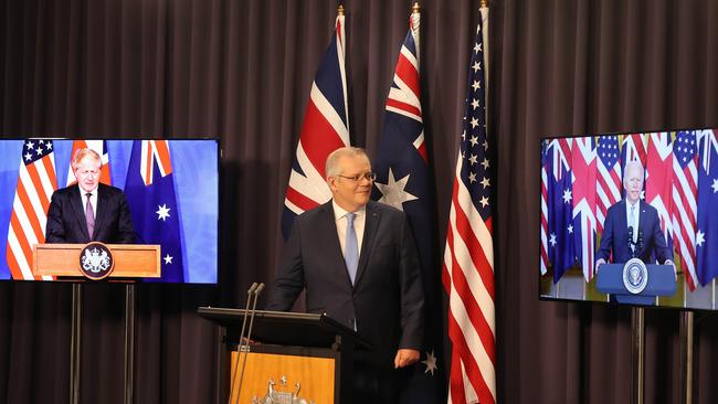 Anthony Albanese says Prime Minister Scott Morrison ‘broke the faith’ with the United States’ before the AUKUS security pact was announced. Picture: Gary Ramage