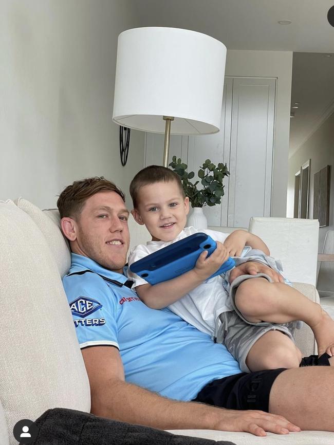 Cameron McInnes with his son. Picture: Instagram