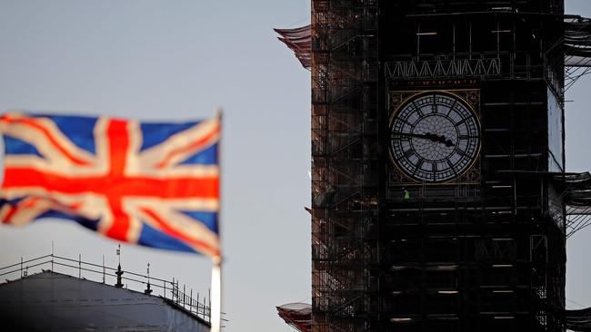 A Union flag flies near the Elizabeth Tower, or Big Ben. Picture: AFP.