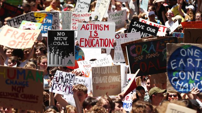 Students in Martin Place at last year’s climate change strike. Picture:Getty Images)