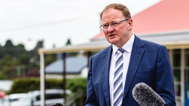 Roger Jaensch, Minister for Education, at Bowen Road Primary School where he released the COVID-safe schools' operational plan. Picture: Linda Higginson